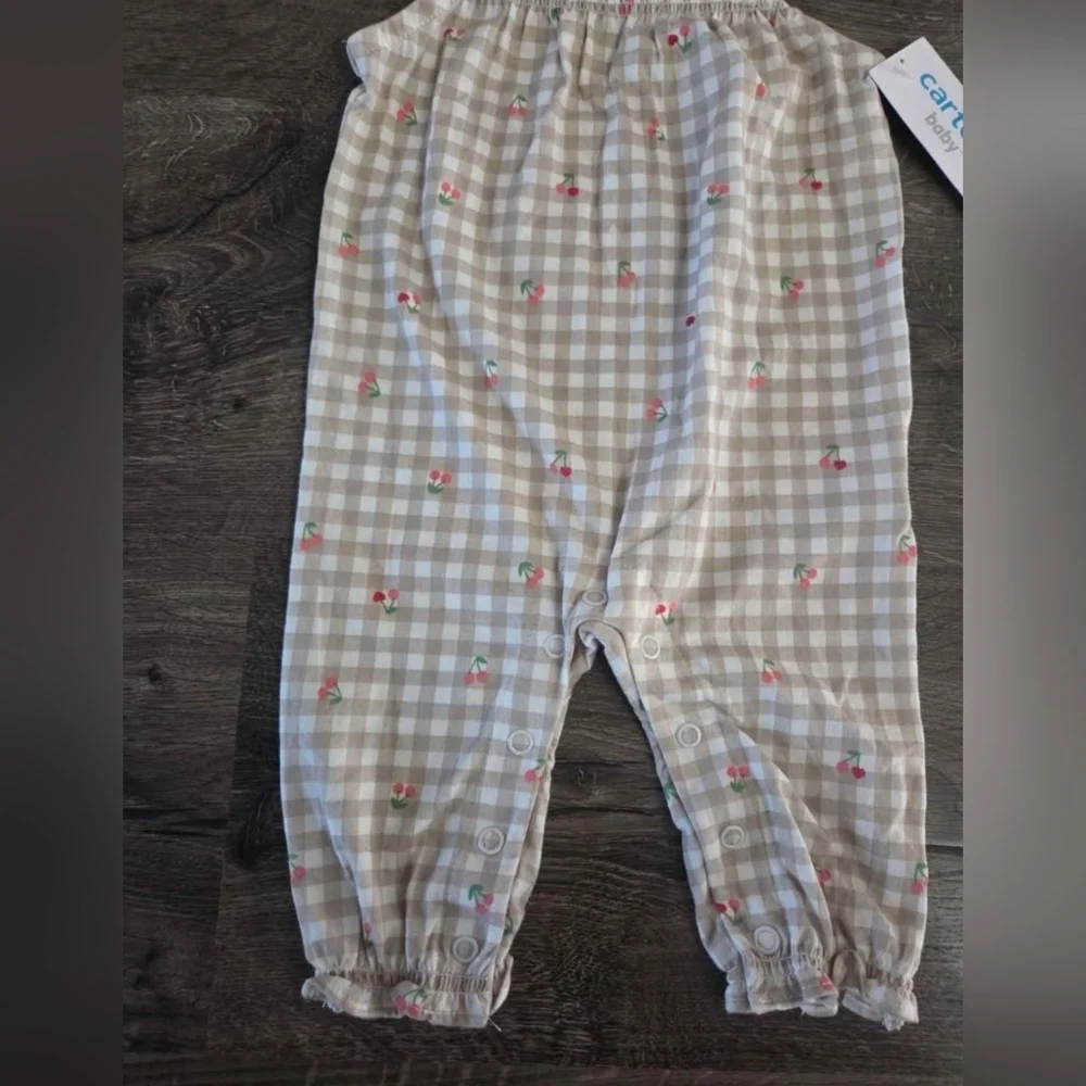 Baby Girl Checkered Cherry Jumpsuit Size 3m NWT